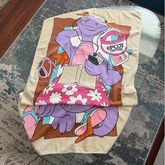 Disney Other - Walt Disney 1980's Epcot Center Figment Beach Vintage Towel RARE